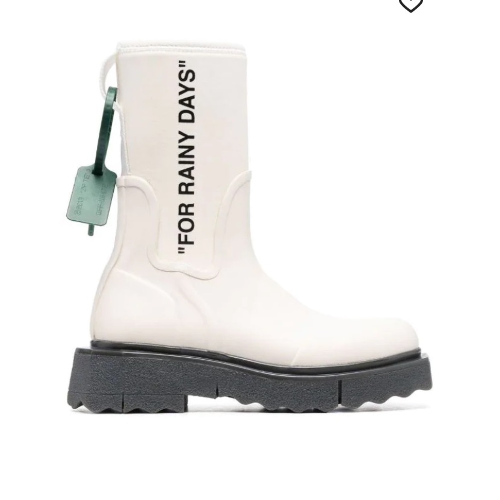 Off-White Rain Boot Rubber And Jersey Sz 7 NWT